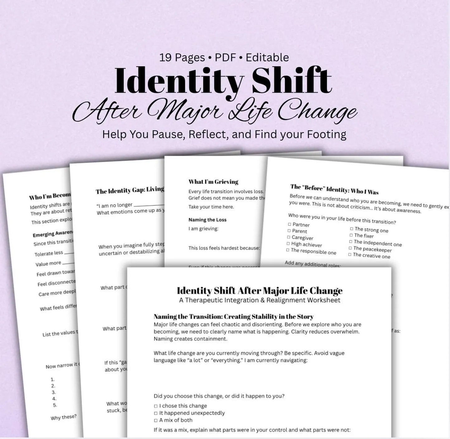 Identity Shift & Life Changes Workbook for Self - Improvement & Discovery - Empower Planners