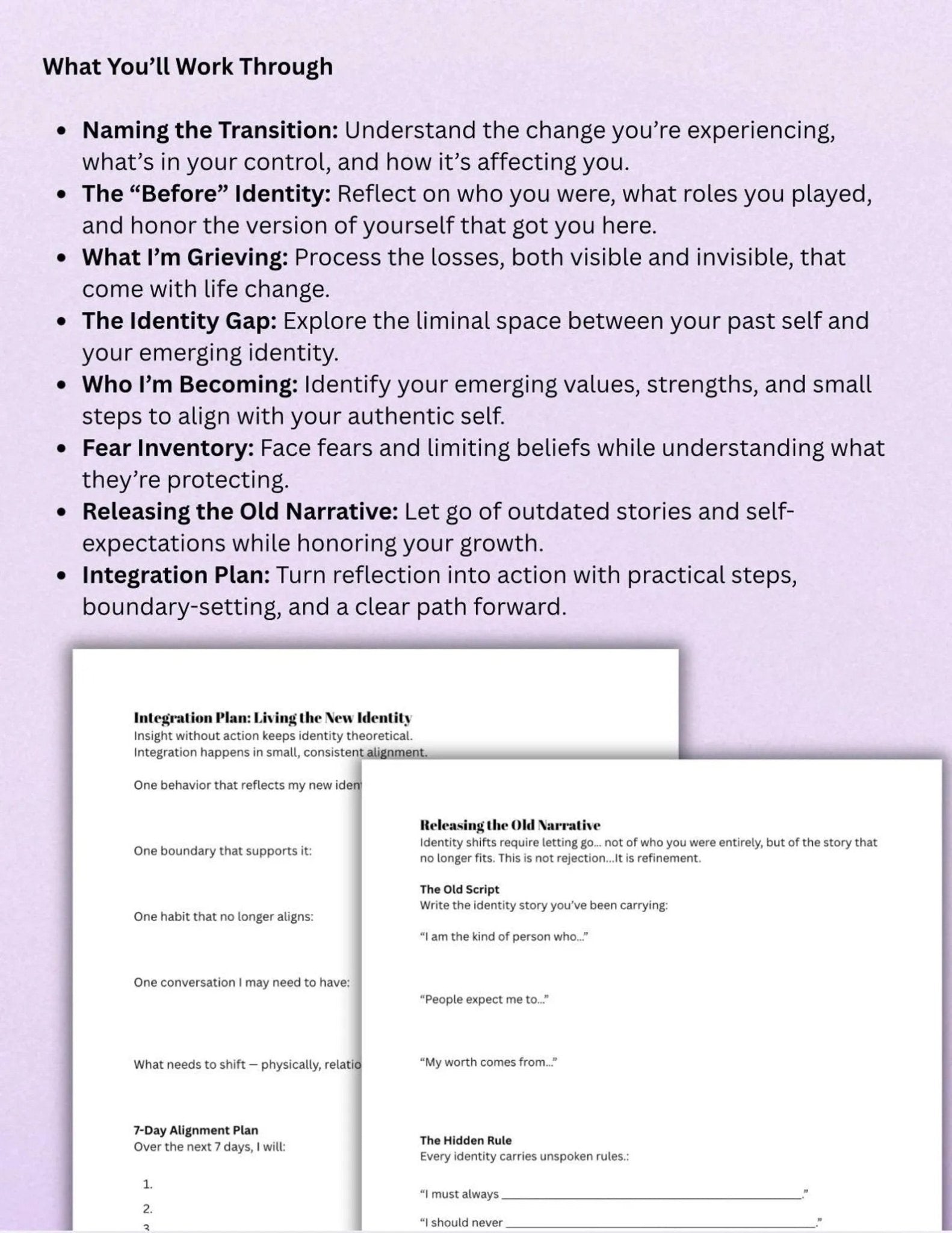 Identity Shift & Life Changes Workbook for Self - Improvement & Discovery - Empower Planners