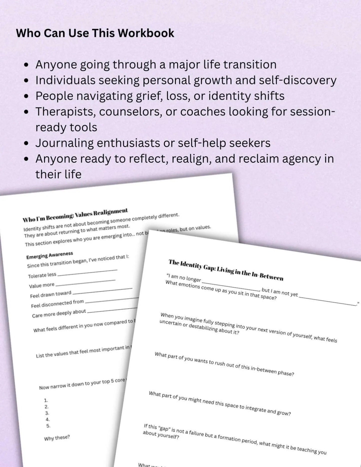 Identity Shift & Life Changes Workbook for Self - Improvement & Discovery - Empower Planners